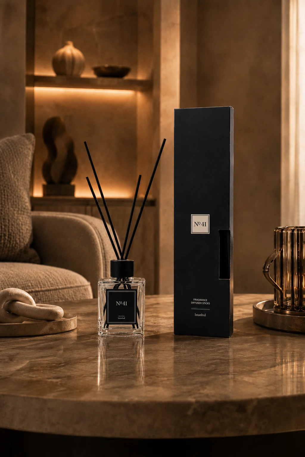 No41 Istanbul diffuser en verpakking in een warme interieursetting